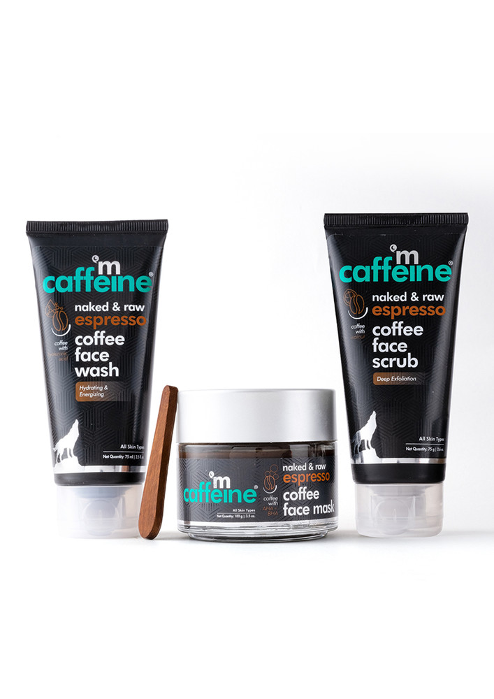 Mcaffeine Espresso Coffee Deep Exfoliation Kit With Hyaluronic Acid, Walnut, Natural Aha (250 Gm)