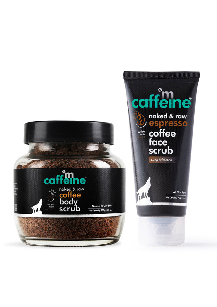 MCAFFEINE EXFOLIATING COFFEE BODY SCRUB & ESPRESSO FACE SCRUB COMBO FOR TAN & BLACKHEAD REMOVAL