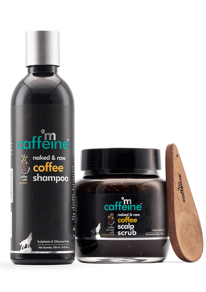 Mcaffeine Coffee Deep Cleansing Hair Care Duo With Protein, Natural Aha & Argan Oil - Shampoo & Scalp Scrub (500ml)