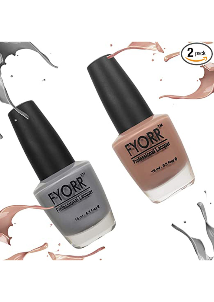 FYORR Grey and Nude Choco Collection Nail Polish - Pack of 2 (15 Ml Each)