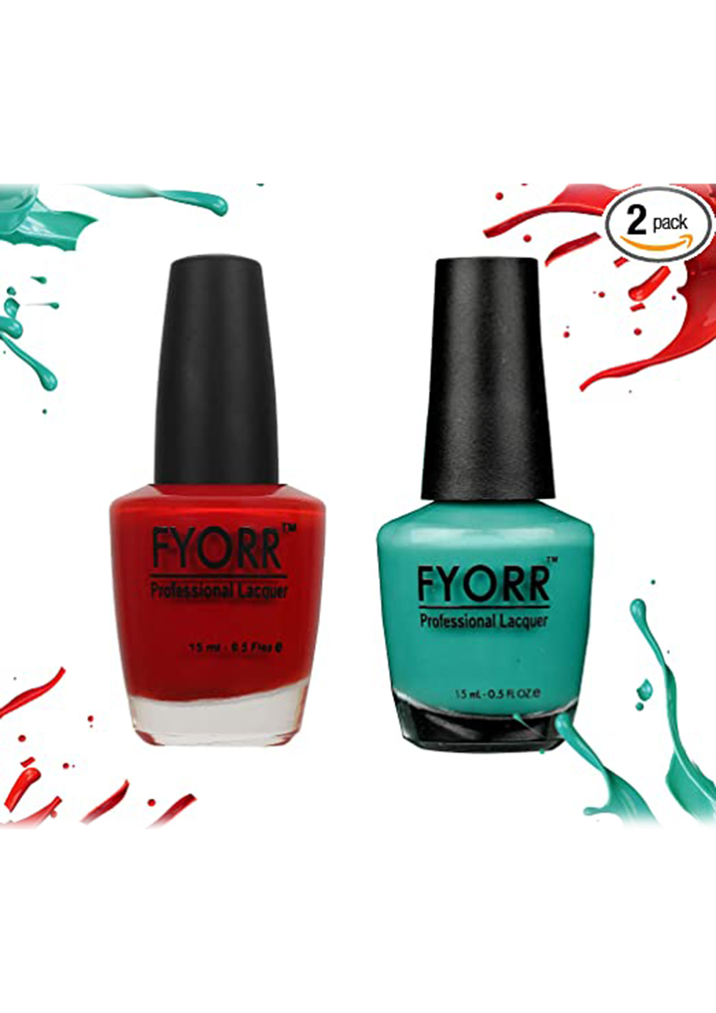 FYORR Red & Green Collection Nail Polish - Set of 2pc 15 ml Each