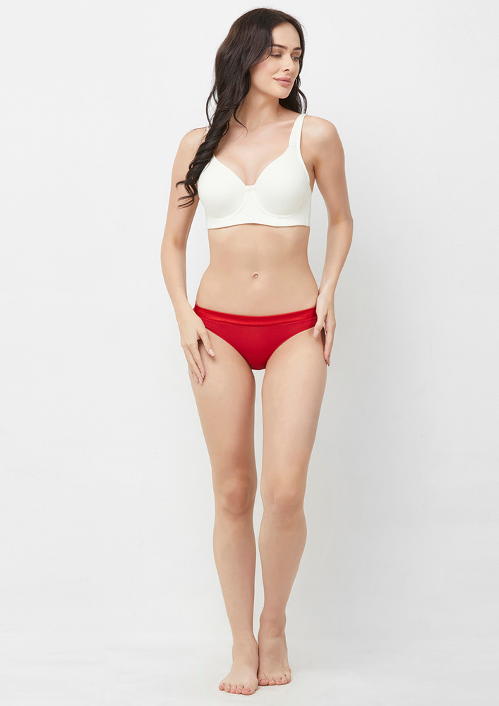 Soie Women's Low Rise Poppy Red Bikini Panty