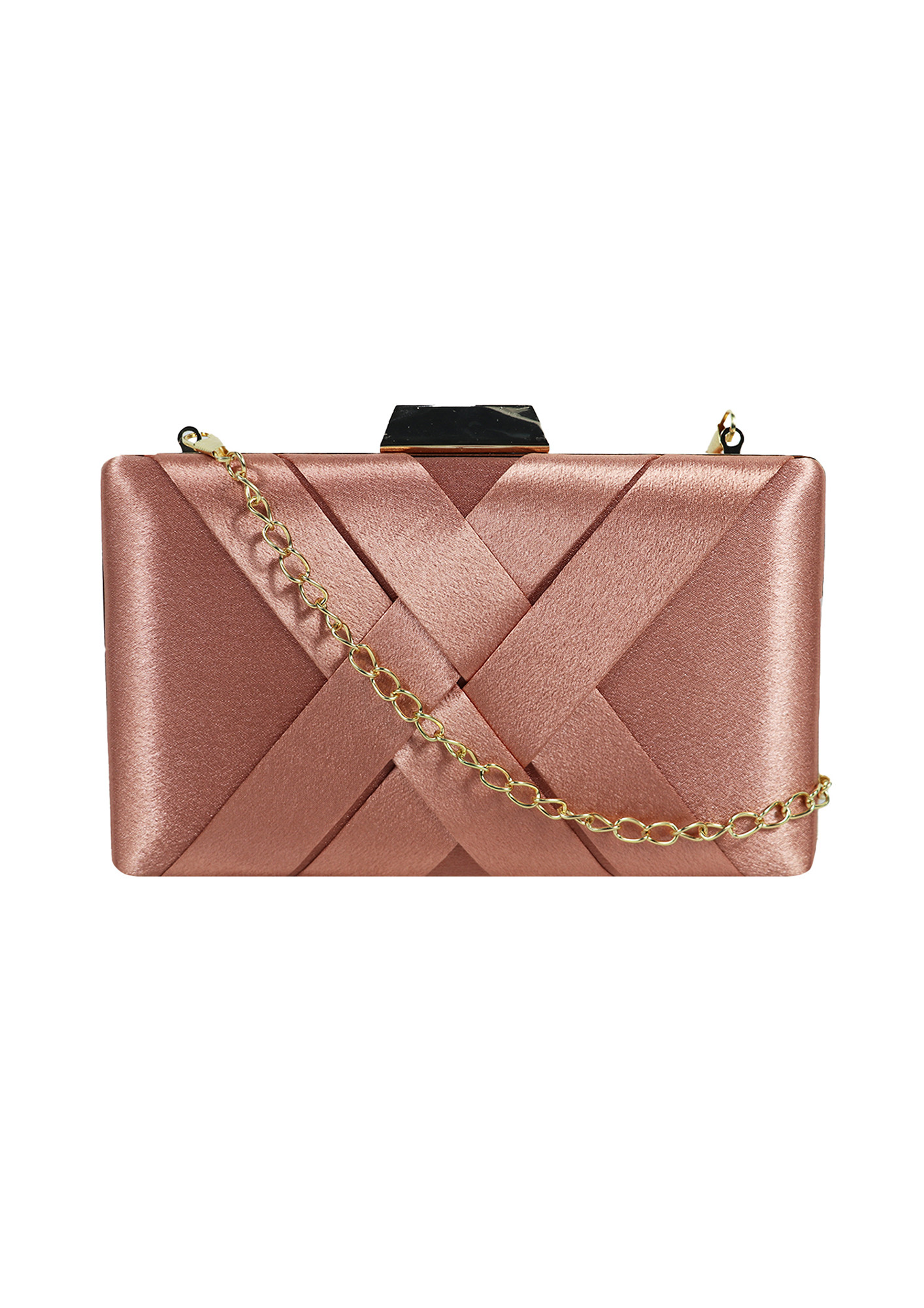 Women Pink -Toned Solid Quilted Box Clutch With Chain And Handle