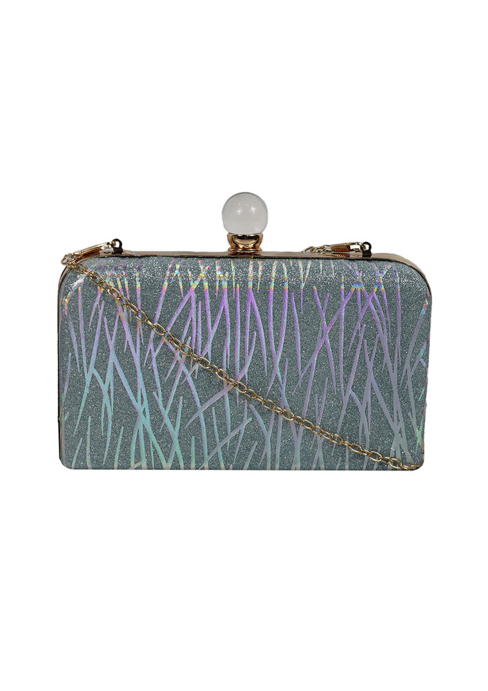 Printed Box Clutch With Chain