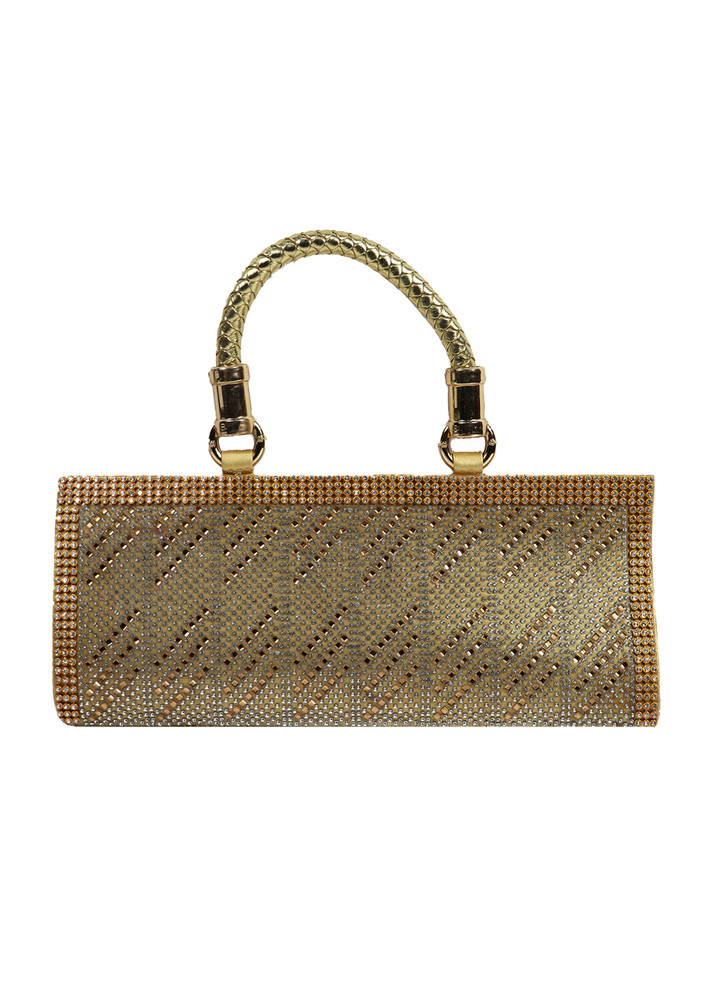 Embroidered Handheld Golden Bag For Women