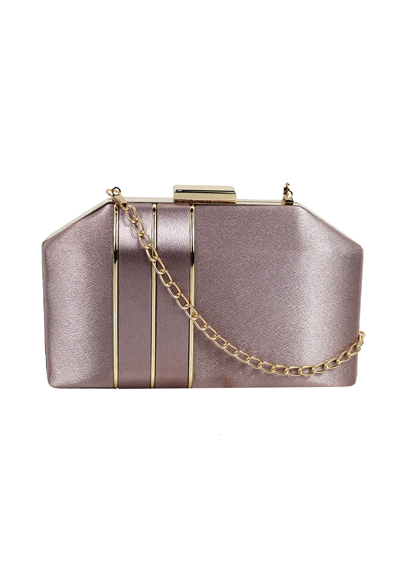 Women'S Lavender Toned Solid Party Box Clutch With Chain And Handle