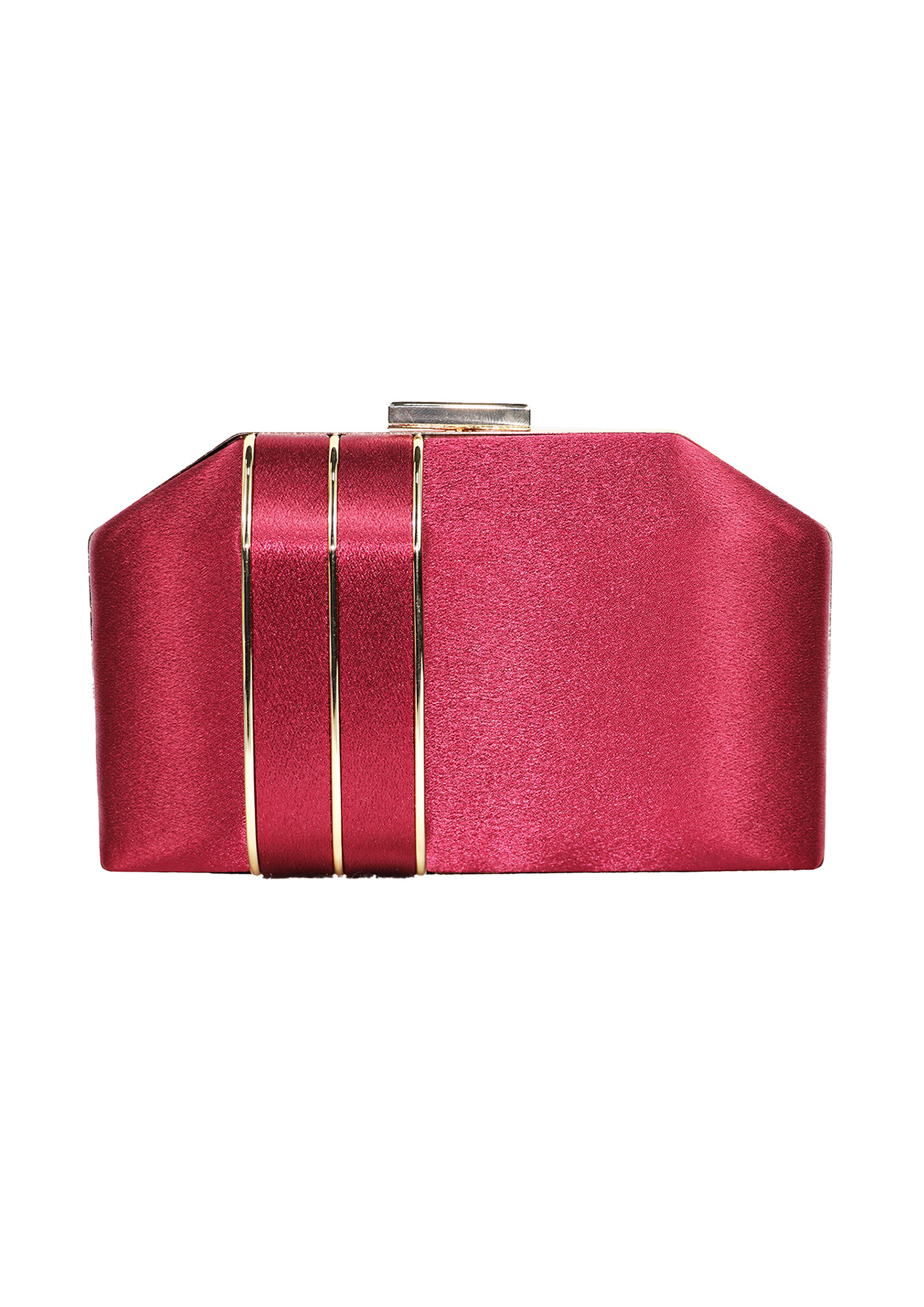 Women'S Magenta Toned Solid Party Box Clutch With Chain And Handle