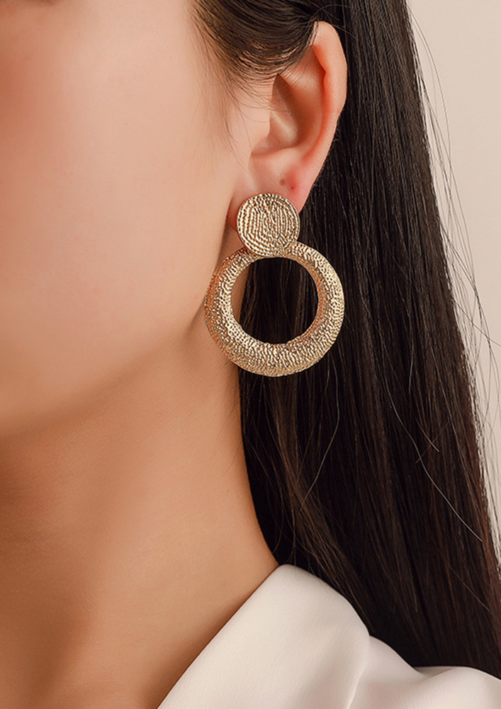Golden Alloy Round-dot Earrings