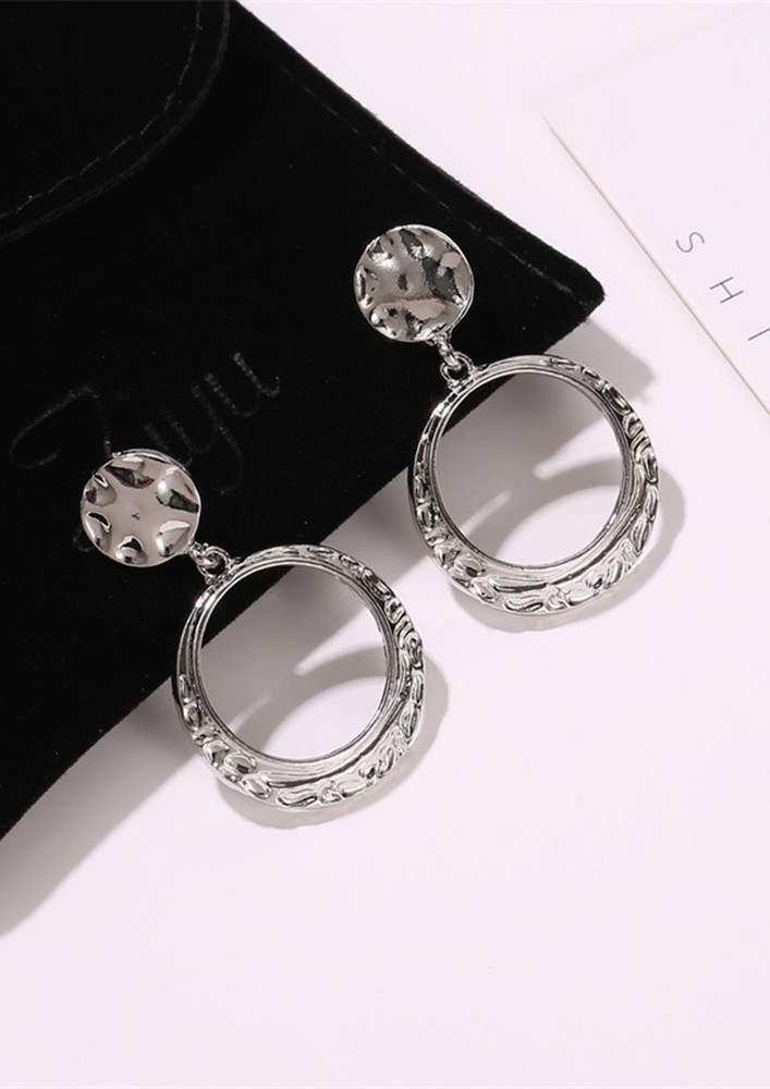 Medium Round Silver-tone Drop Earrings