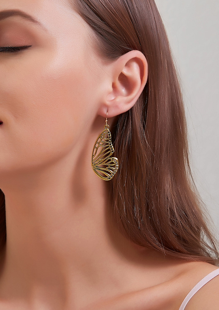 Hollow-out Golden Hook-back Drop Earrings