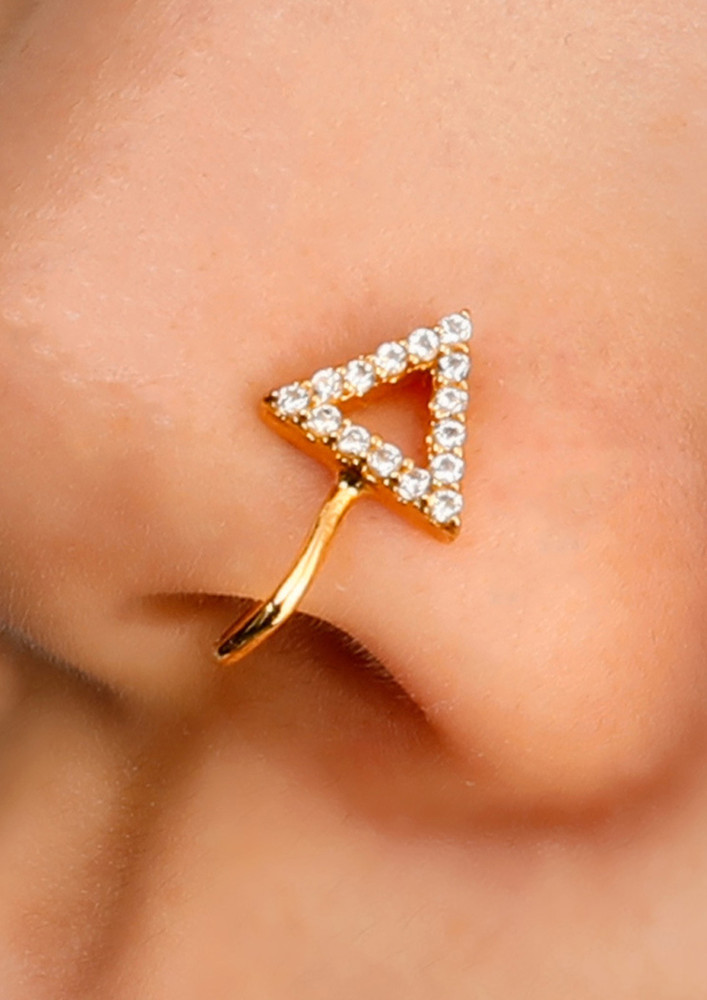 TRIANGLE GEMS GOLDEN FAUX NOSE PIN
