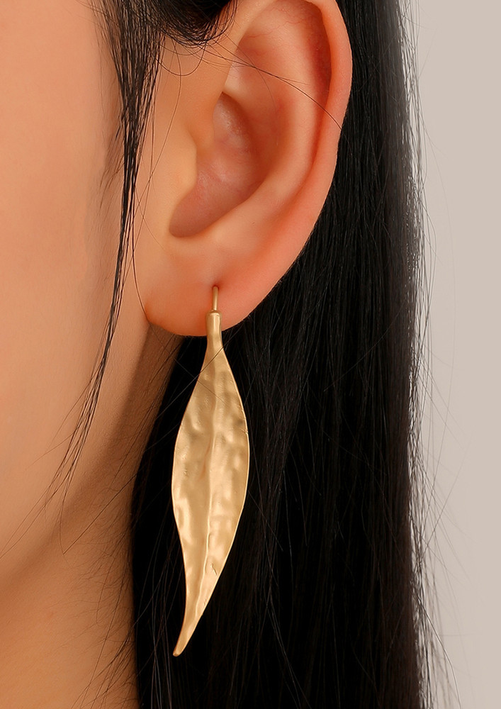 Gold-toned Leaf Shape Hook Earrings