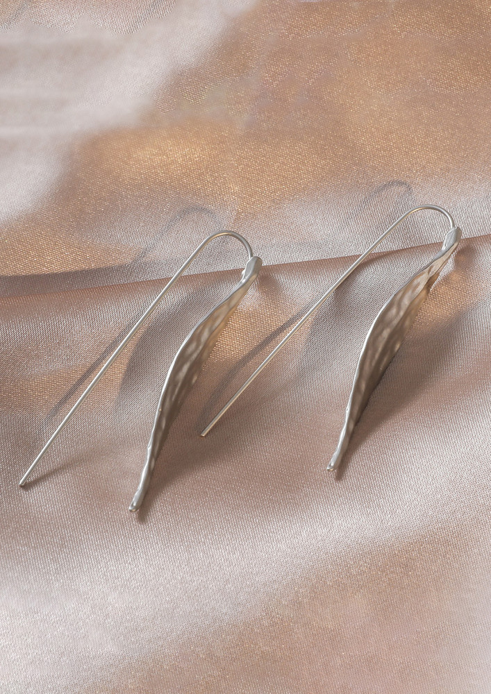 Silver-toned Leaf Shape Hook Earrings