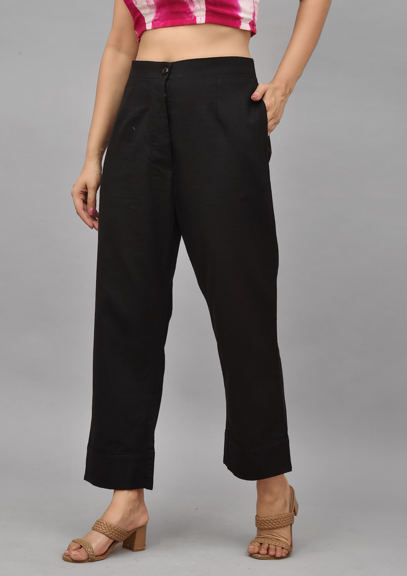 Buy Black Parallel Pants Online - W for Woman