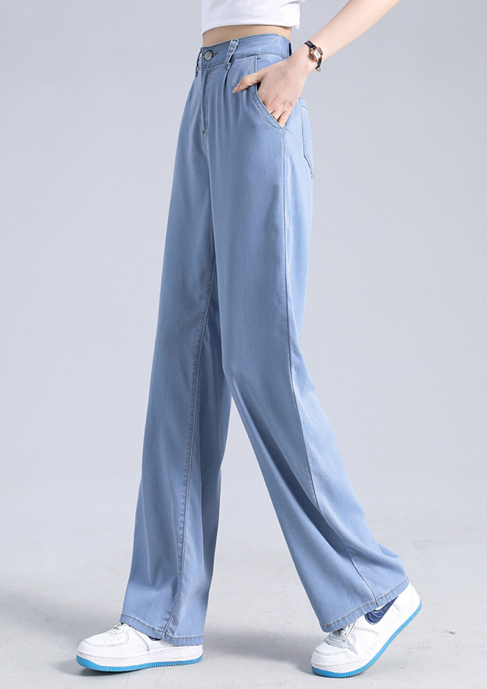 HIGH-RISE BLUE LOOSE STRAIGHT JEANS