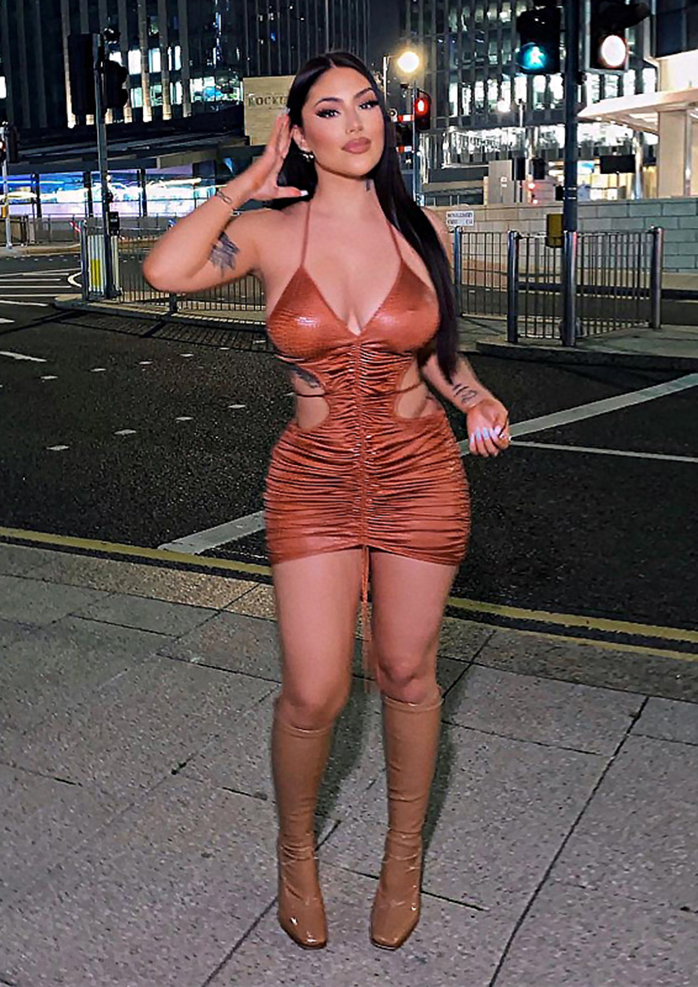 KEEP IT REAL BROWN BODYCON DRESS