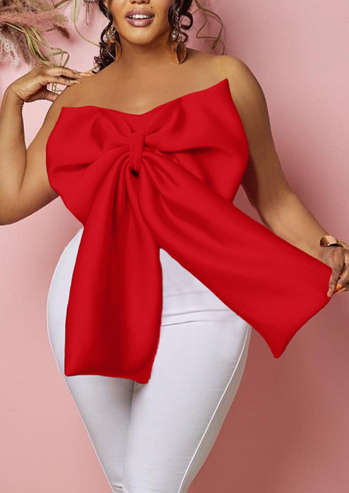 RED FANCY BOW-TIE TUBE TOP