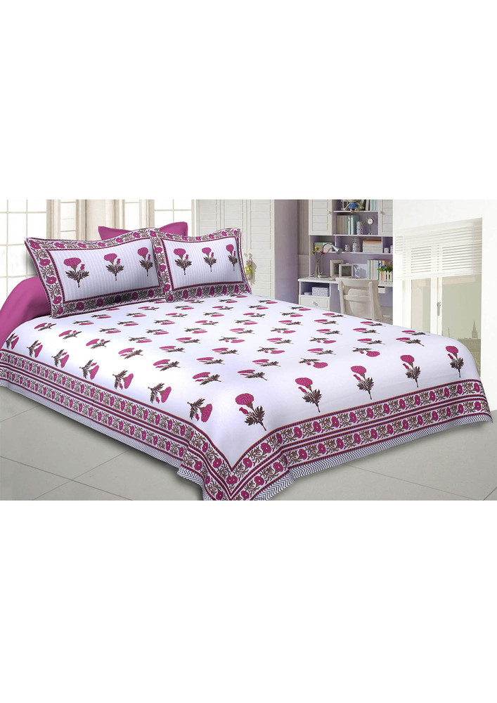 Pink Mystic Marigold Double Bedsheet