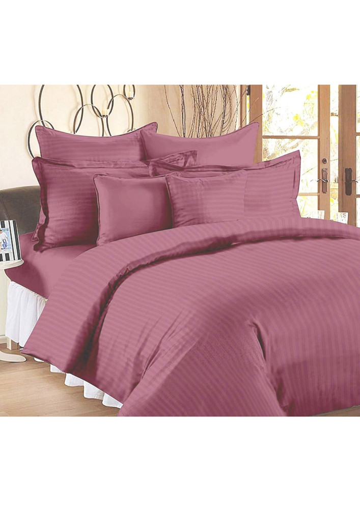 Thulian Pink Self Design 300 Tc King Size Pure Cotton Premium Satin Slumber Sheet For Double Bed Wit
