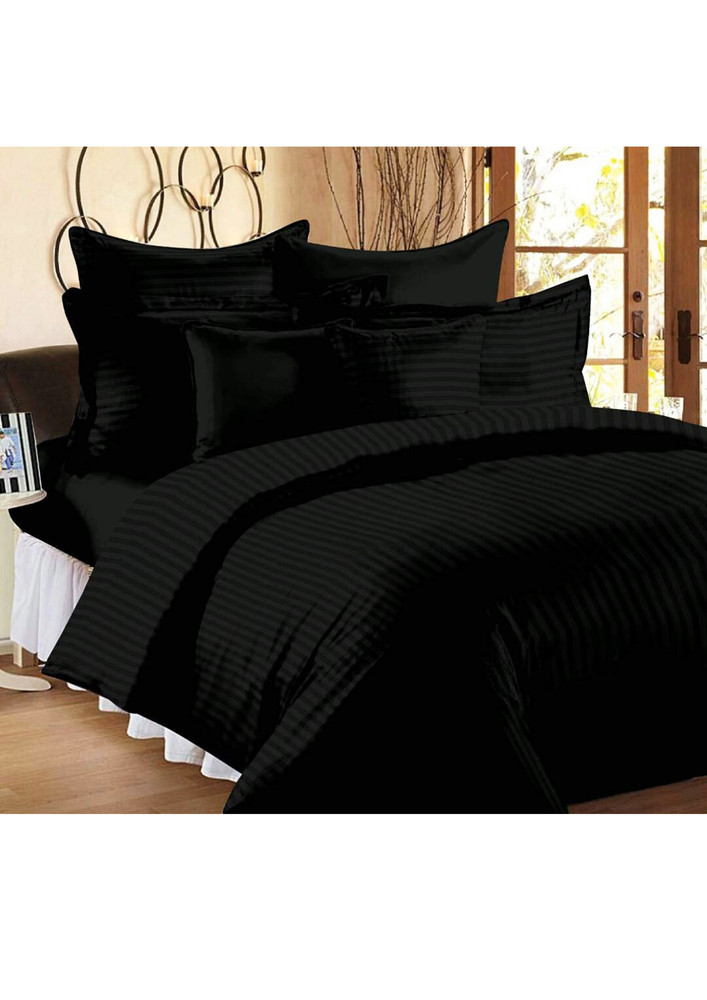 Awesome Black Self Design 300 Tc King Size Pure Cotton Premium Satin Slumber Sheet For Double Bed Wi