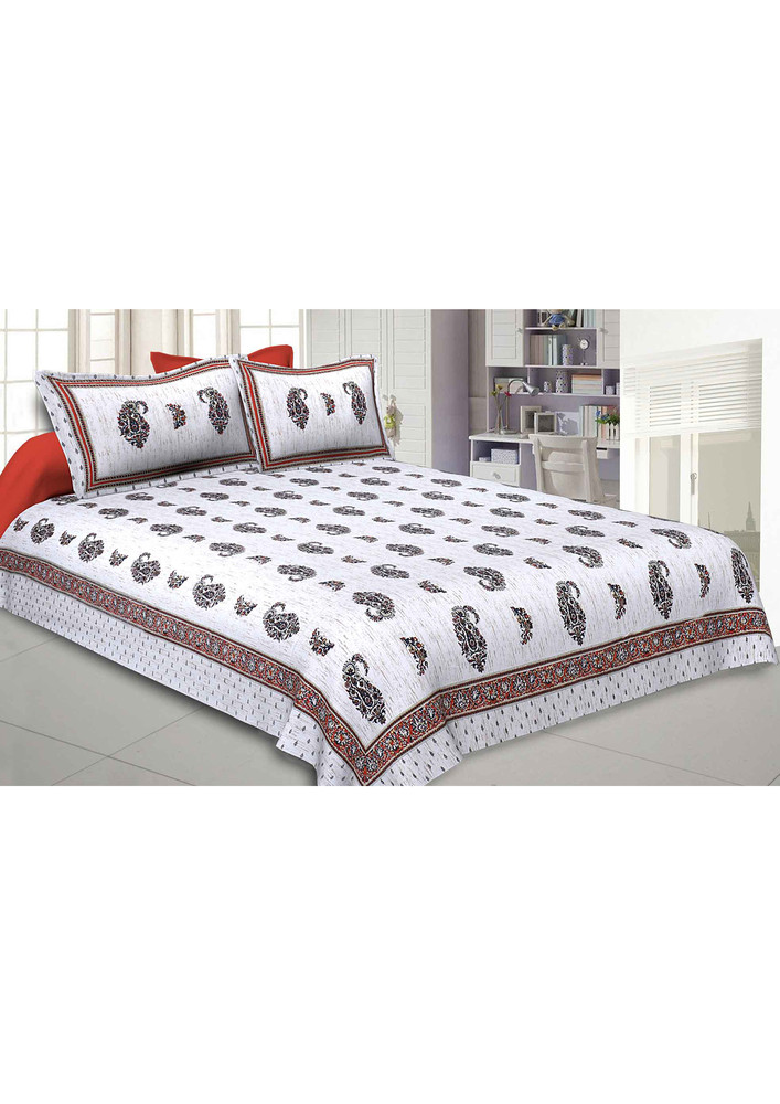 Marble Italica Red White Double Bedsheet