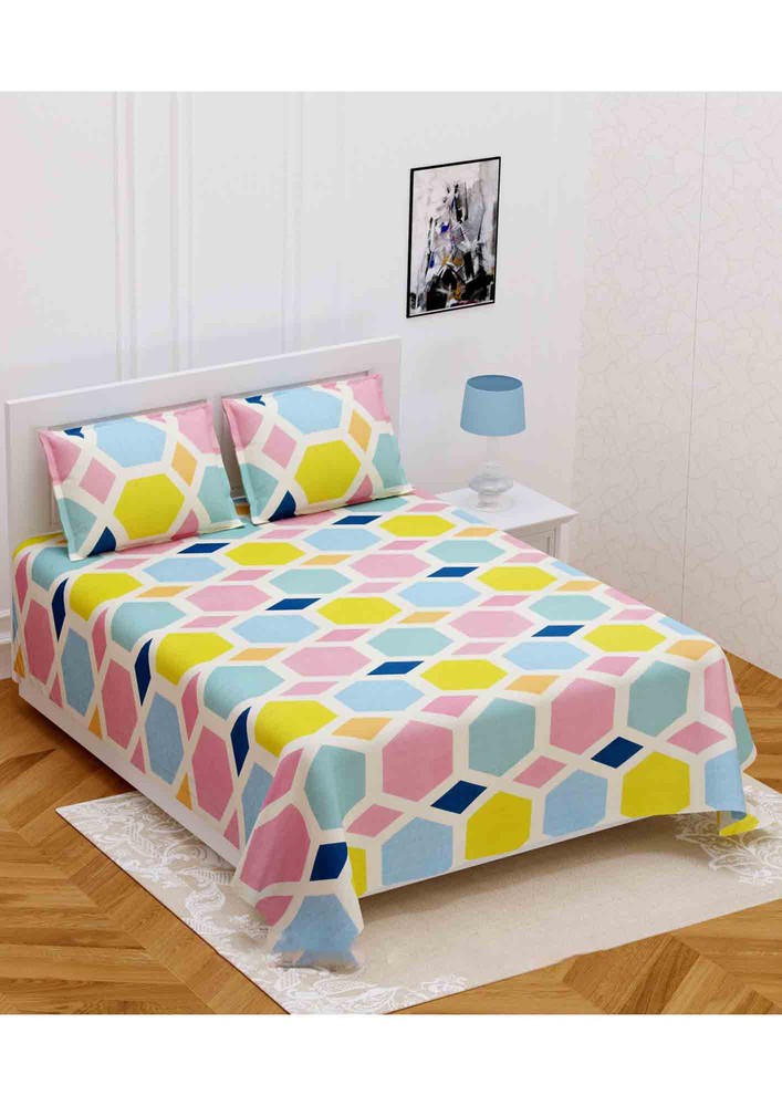 Triangle Design Cream Super-soft Double bedsheet