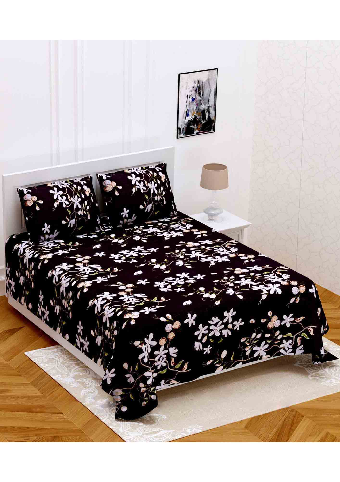 Purple Jasmine Super Soft Double Bedsheet