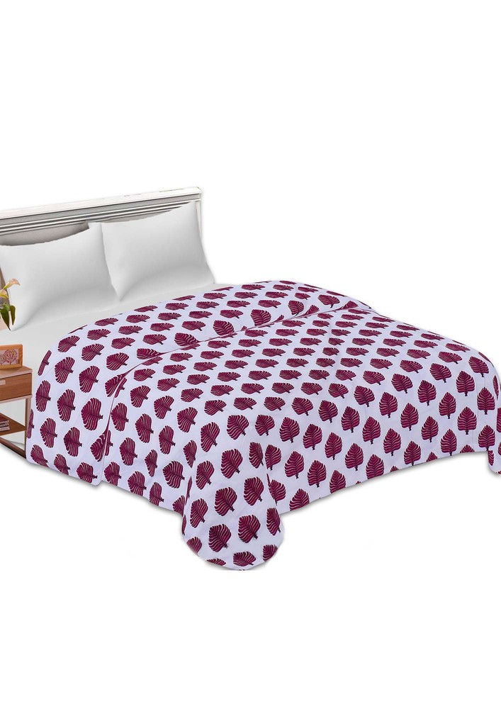 Pure Cotton Petal Print Reversible Double Bed Blanket/ Duvet/quilt/ac Dohar