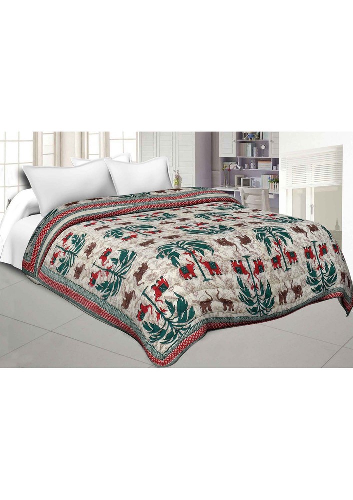 Colorful Forest Jaipuri Double Bed Quilt