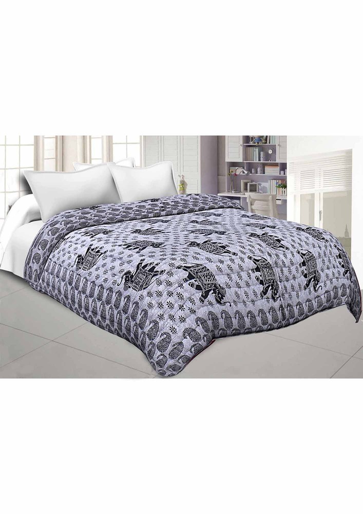 Jaipuri Quilt Elephant Print 200Gsm Fine Cotton Premium Double Bed Rajai