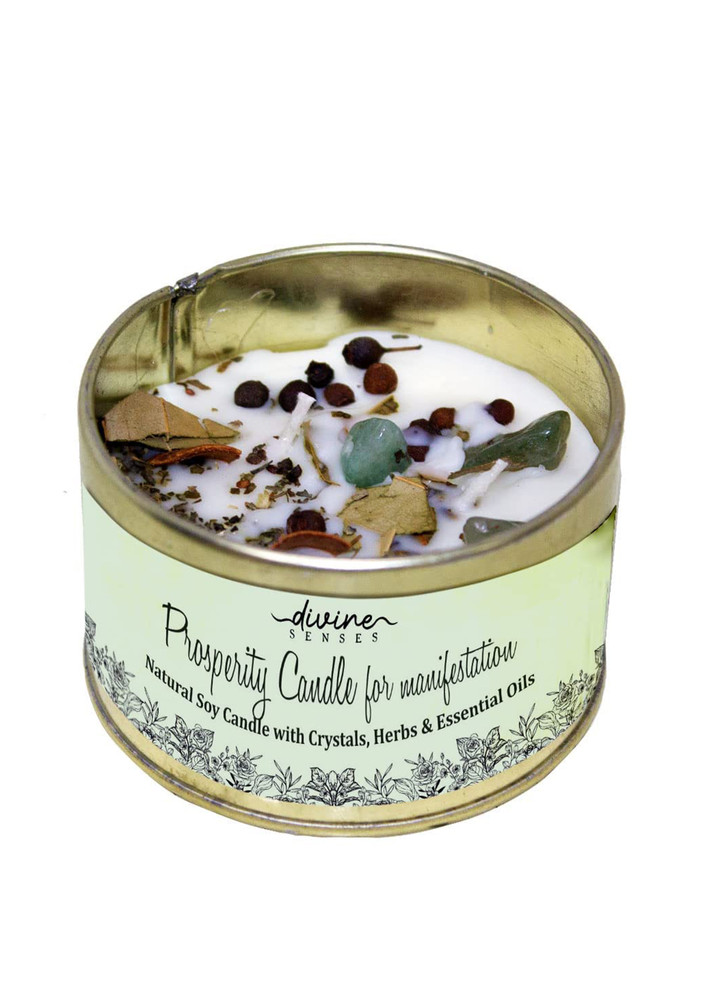 Spell Candles Prosperity Money attraction well being manifestation | Natural Soy wax Manifestation Candle | Spell Candle with Green Jade Crystal, Herbs & Essential Oil | Ritual Double Wick Candle (Prosperity Candle)…