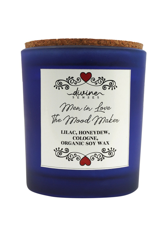 Intensely scented candles | scented candles | Scented Candles for passionate Men | Lilac, Honeydew and Cologne Scented Candle | Candle for Men with Love | Soy Candles | Men Candles |Masculine Candle Blue Jar…