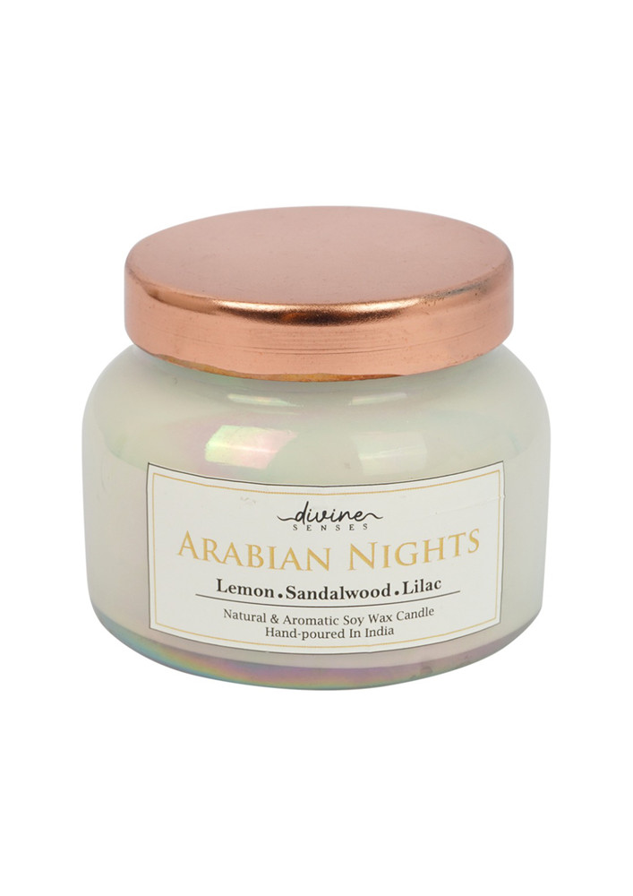 Arabian Nights Scented Candle Jar | Lemon, Sandalwood & Lilac Natural & Aromatic Soy Wax Candle for Home Decor/Gifting…