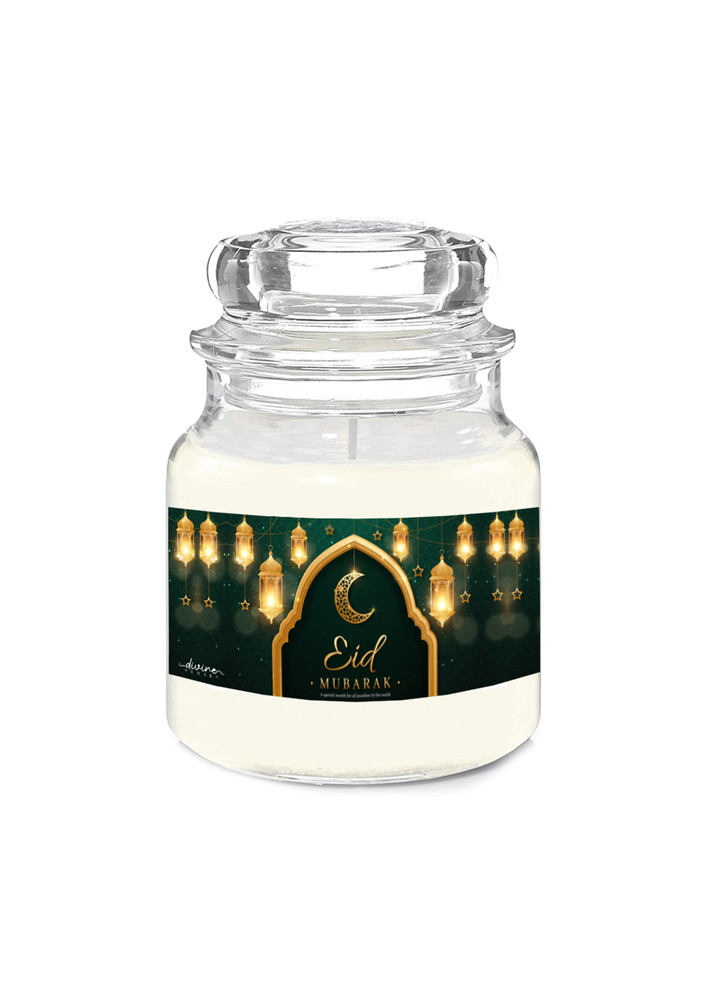 Eid Mubarak Decoration Candle for Home Ramadan Gift (Green) | Highly Fragranced Glass Jar with lid (Style 2)…