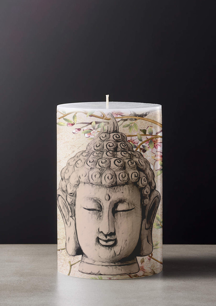 Budha Unscented Pillar Candle| Candle for Prayer, Home Decoration, Restaurants, Church…