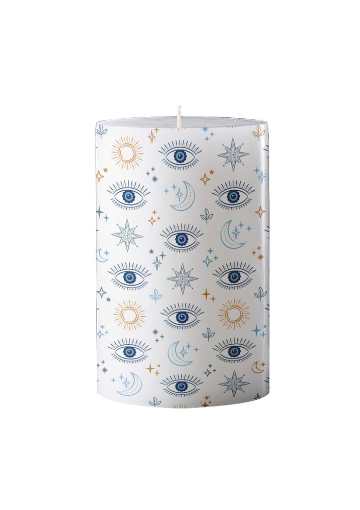 Evil Eye Unscented Pillar Candle| Candle for Prayer, Home Decoration, Church…