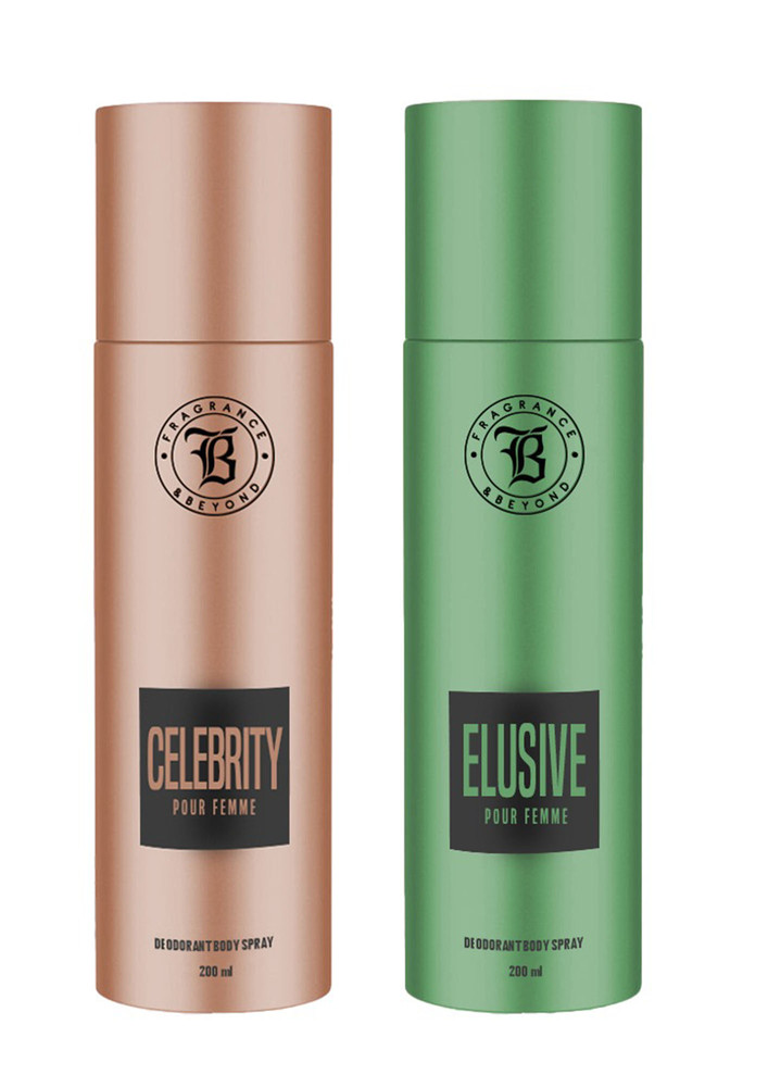 Fragrance & Beyond Body Deodorant for Women, (Pack of 2) - 200ml Each | Elusive, Celebrity