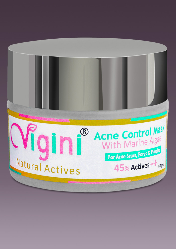 Vigini 45% Actives Anti Acne Clay Face Facial Pack Mask Men Women 50g | Pimple Blackheads Remover