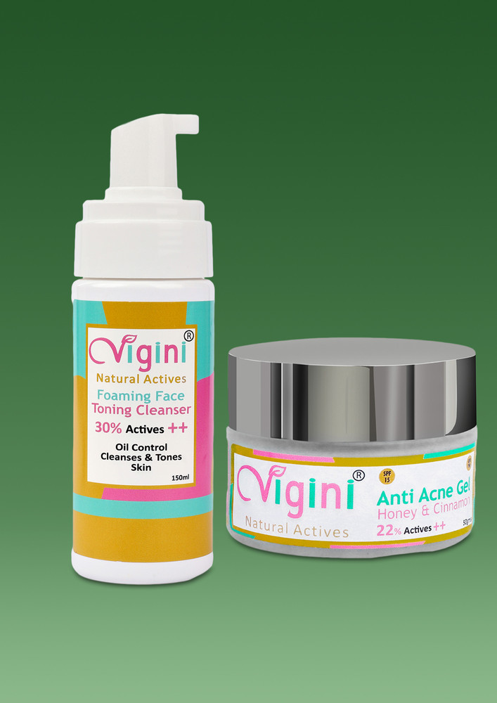 Vigini Acne Foaming Toner Cleanser Soap Free Face Wash, Gel for Blackhead Redness Oily Prone Skin