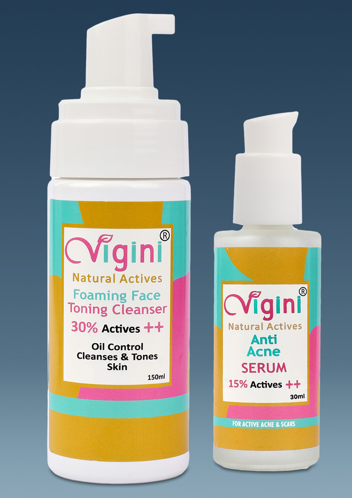 Vigini Acne Foaming Toner Cleanser Soap Free Face Wash, Serum For Blackhead Redness Oily Prone Skin