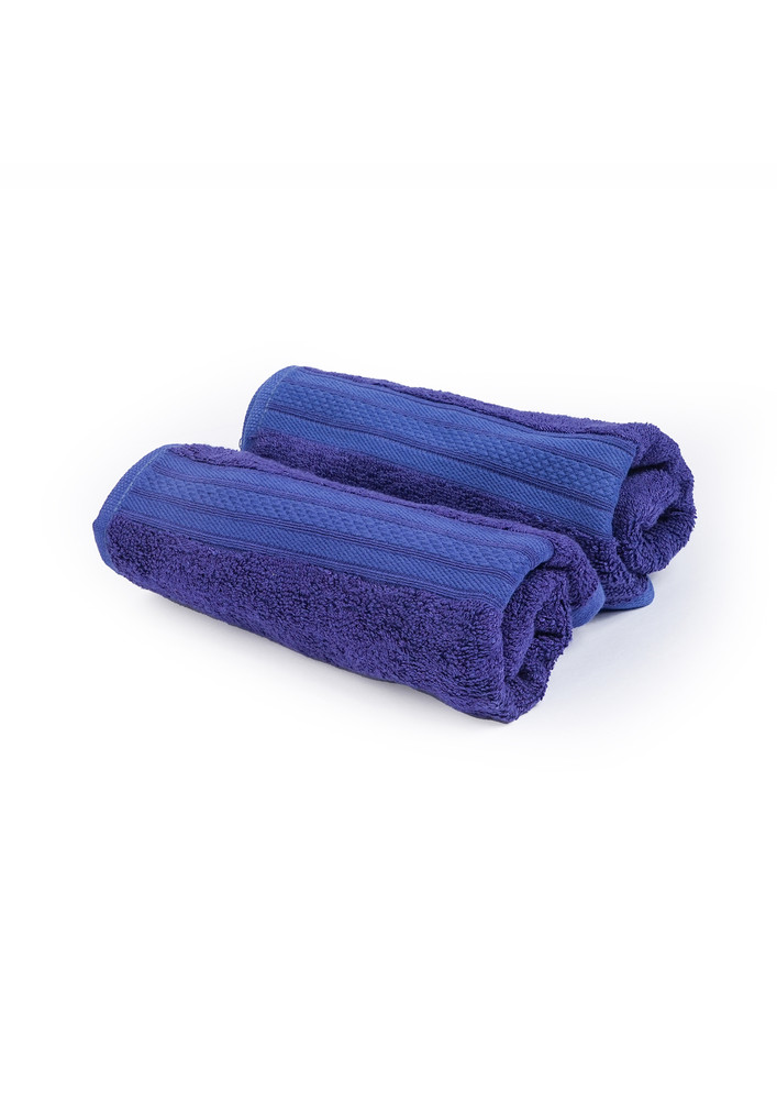 THE KARIRA COLLECTION - BAMBOO COTTON BATH TOWELS AND HAND TOWELS ECO-FRIENDLY MEN WOMEN CHILDREN ANTIBACTERIAL 600 GSM SET OF 2 FESTIVE BLUE