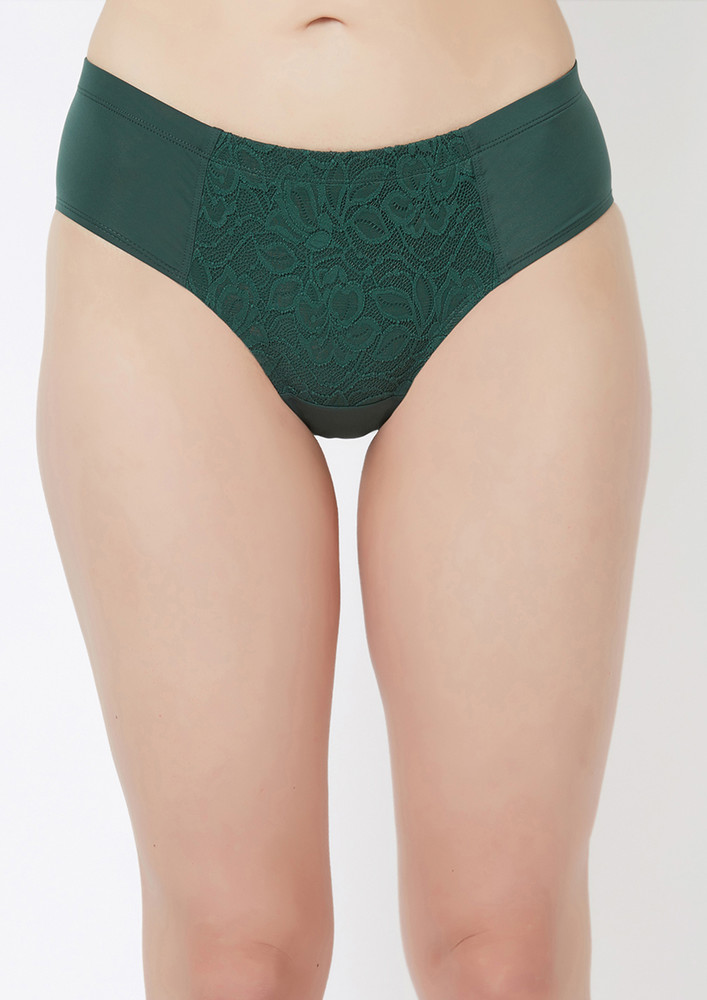 Soie Lace High Waist Full Coverage Kale Green Hipster