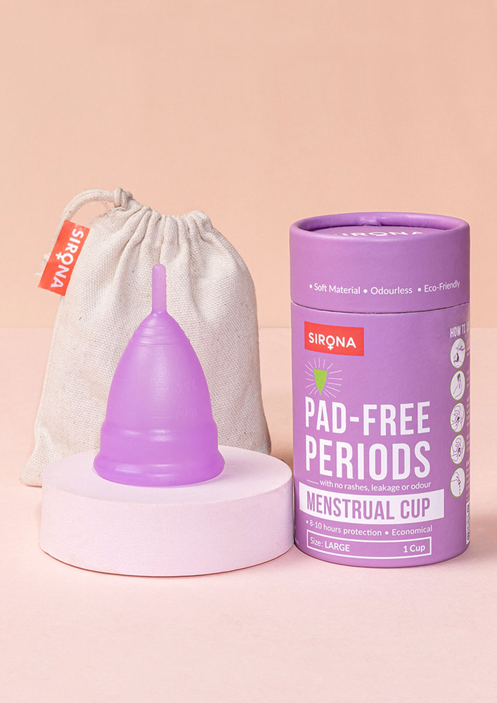 Sirona Reusable Menstrual Cup with FDA Compliant Medical Grade Silicone - Large