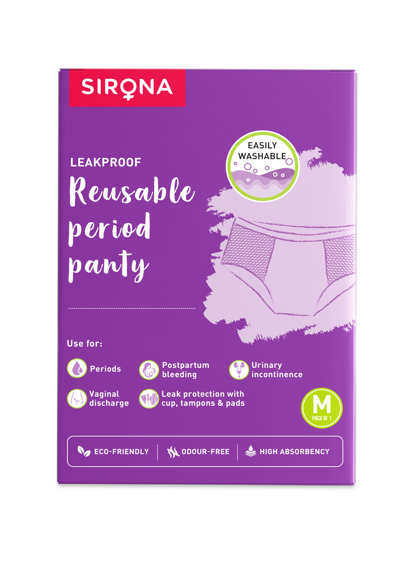 Buy SIRONA REUSABLE PERIOD PANTIES FOR WOMEN (M SIZE), 360 DEGREE COVERAGE