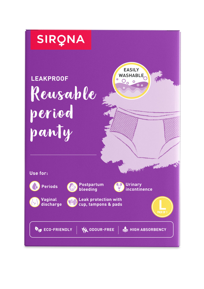 Sirona Reusable Period Panties for Women (L Size) | 360 Degree Coverage | Leak-proof Protection | Ultra Absorbent Layer
