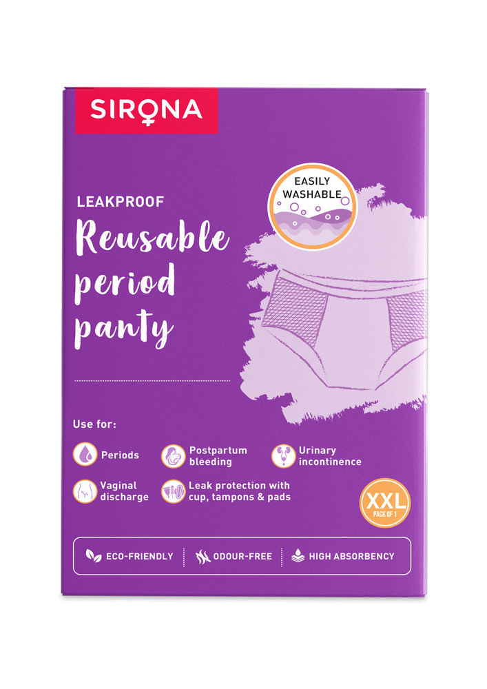 Sirona Reusable Period Panties for Women (2XL Size) | 360 Degree Coverage | Leak-proof Protection | Ultra Absorbent Layer