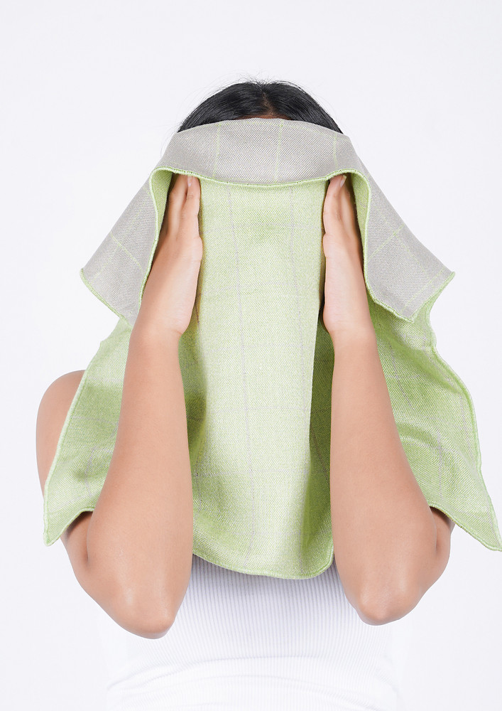 MUSA Double Cloth Face Towel-Candy Green Oslo Grey