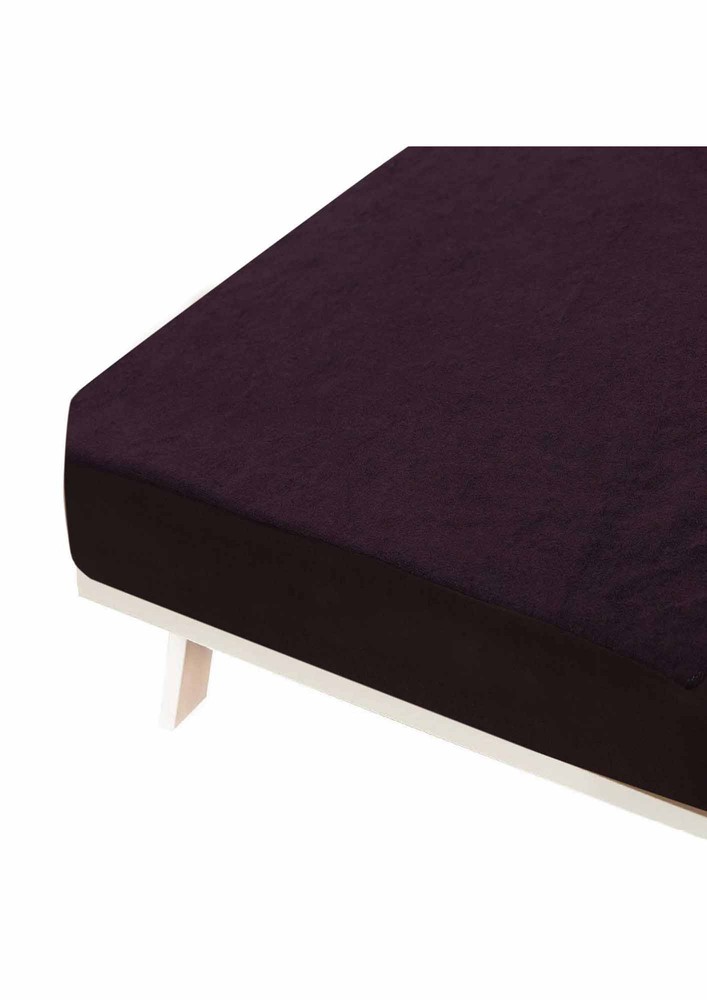 Heavy Quality Purple Terry Cotton Waterproof and Elastic Fitted Through Out Double Mattress Protecto