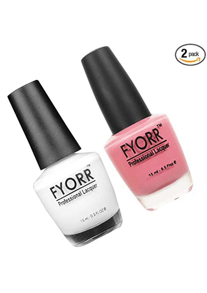 FYORR Nail Polish Shine 15ML Each (Pink With White)