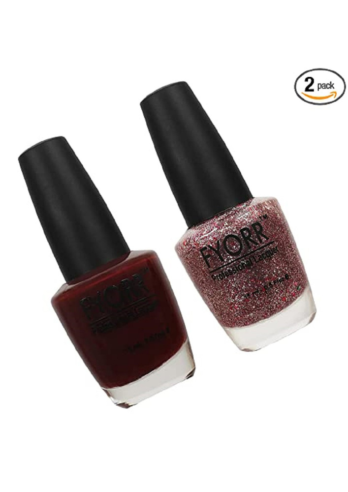 FYORR Nail Polish Wine Coffee With Shimmer Shine- Set of 2pc 15ML Each